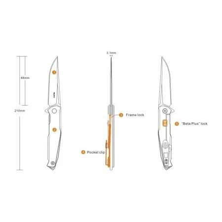 Нож складной Ruike P108-SF серебряный/синий (Вскрытая, поврежденная упаковка)