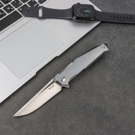 Нож складной Ruike P108-SF серебряный/синий (Вскрытая, поврежденная упаковка)